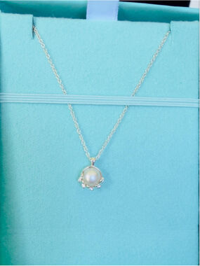 Tiffany Paloma Picasso Olive Leaf Pendant Pearl Necklace 74627161 - 16”